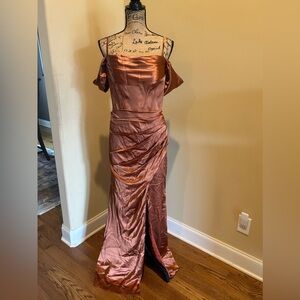 NEW Women's Off Shoulder Satin Bridesmaid dress Long Mermaid Formal size 10